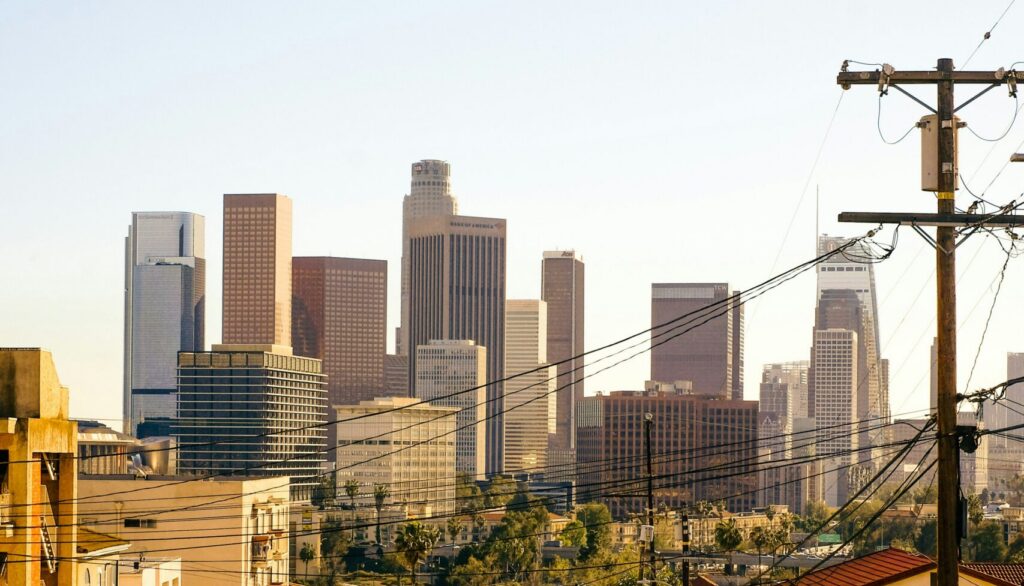 Los Angeles street leading toward downtown offices supported by co-managed IT services for growing businesses.