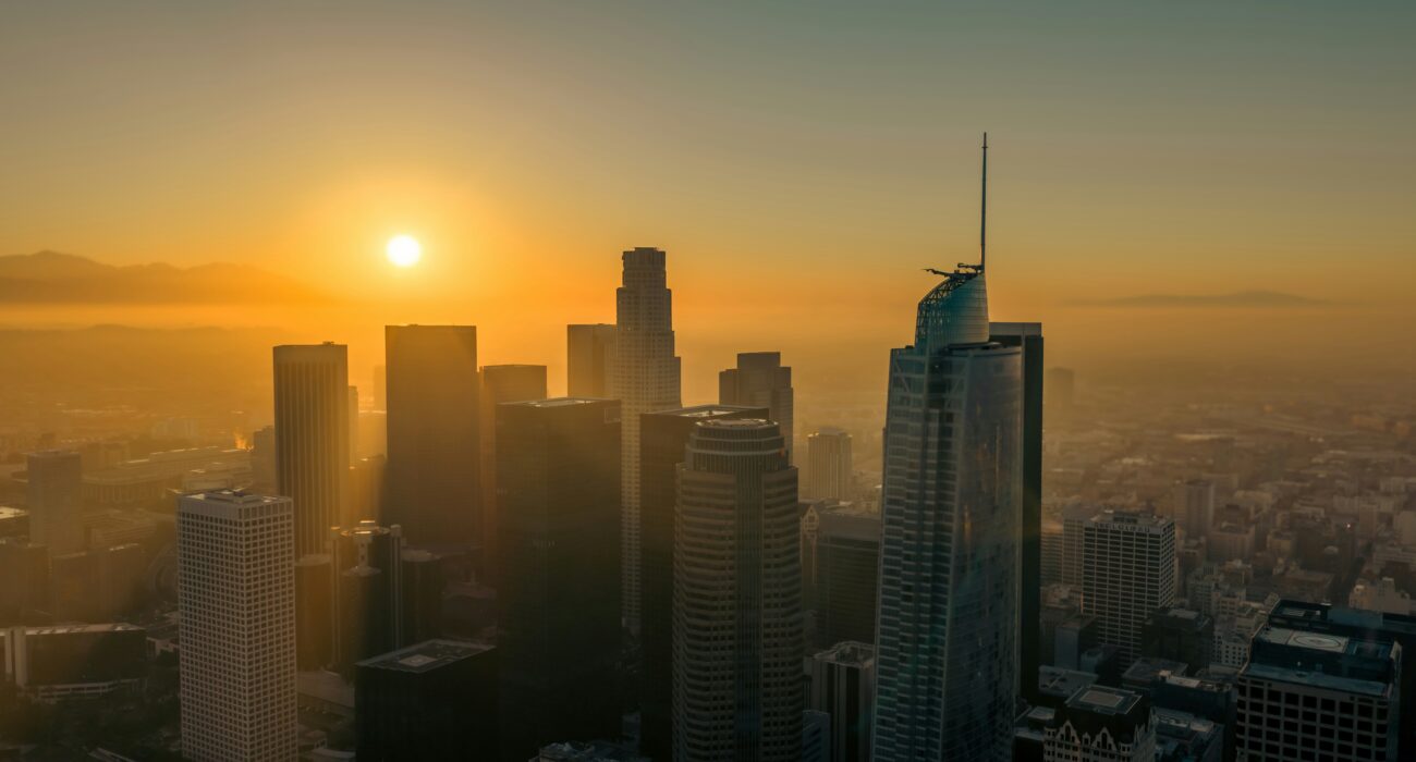 Downtown Los Angeles skyline at sunrise for IT support for accounting firms in Los Angeles