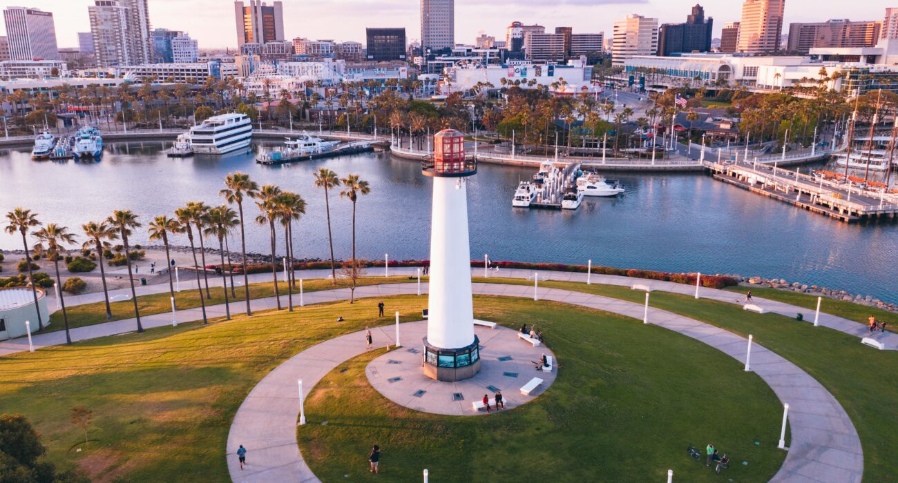 Long Beach waterfront and skyline near Shoreline Village for IT support companies in Long Beach