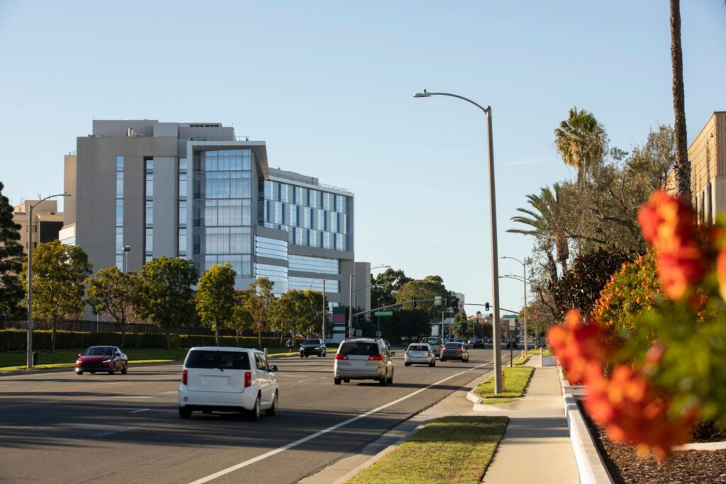Torrance business street with office buildings representing managed IT services in Torrance