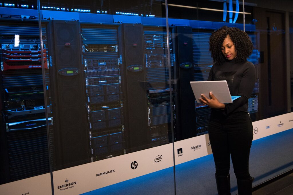 IT professional monitoring business servers as part of managed IT services in Playa Vista, CA