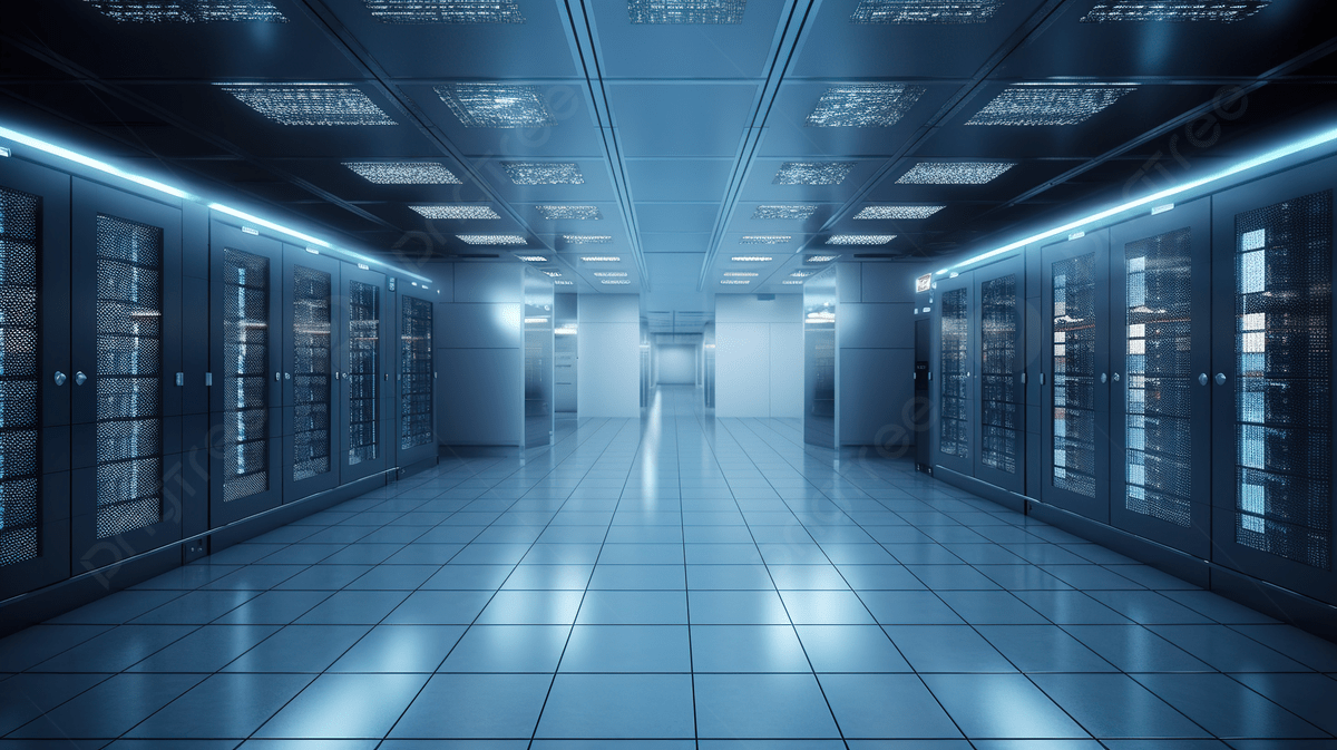 Server room with network equipment representing identity access management services in Los Angeles for business security.