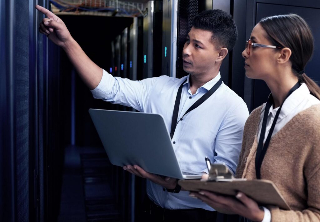 IT support technicians reviewing server infrastructure for businesses using IT support in Santa Monica